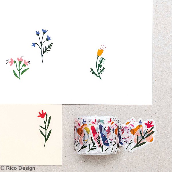 Stickers papier washi - Fleurs - 200 pcs - Photo n°2