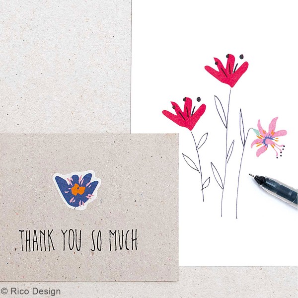 Stickers papier washi - Fleurs - 200 pcs - Photo n°3