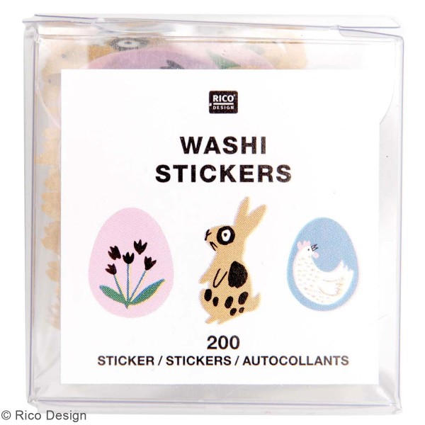 Stickers papier washi - Oeufs et Lapins de Pâques - 200 pcs - Photo n°5