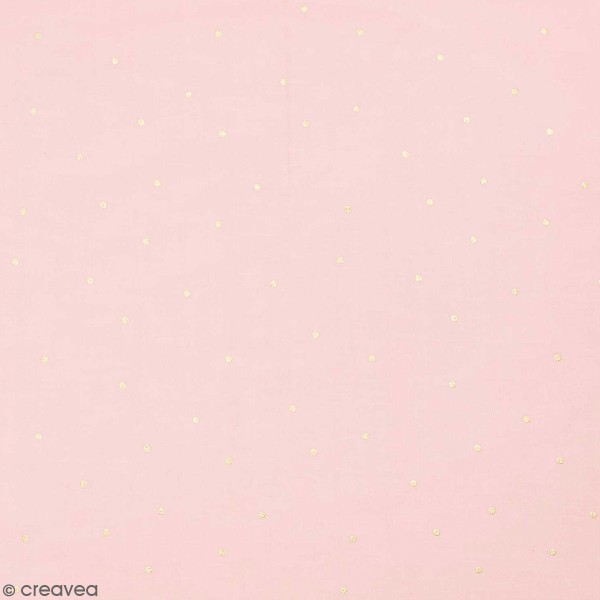 Tissu Rico - Toile de coton - Pois dorés sur fond rose - Par 10 cm (sur mesure) - Photo n°1