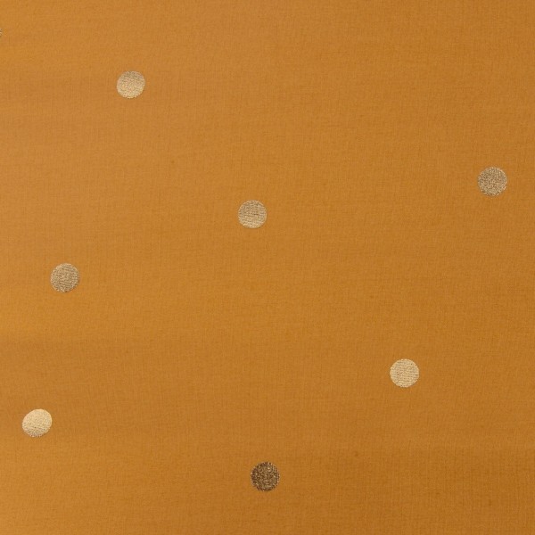 Tissu Rico - Toile de coton - Pois dorés sur fond moutarde - Par 10 cm (sur mesure) - Photo n°2