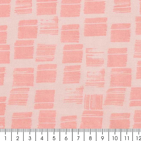 Tissu Rico - Double gaze de coton - Motifs roses sur fond mauve - Par 10 cm (sur mesure) - Photo n°3