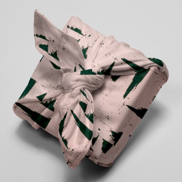 Tissu Rico - Double gaze de coton - Motifs verts sur fond rose - Par 10 cm (sur mesure) - Photo n°4