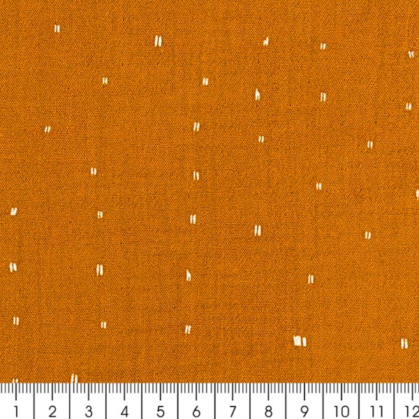 Tissu Rico - Double gaze de coton - Motifs dorés sur fond camel - Par 10 cm (sur mesure) - Photo n°3