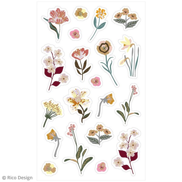Stickers en papier Nature - Fleurs mauves - 56 pcs - Photo n°2