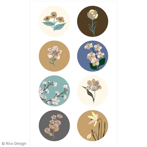 Stickers en papier Nature - Fleurs romantiques - 60 pcs - Photo n°3