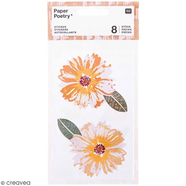 Stickers en papier Nature - Grosses fleurs - 8 pcs - Photo n°1