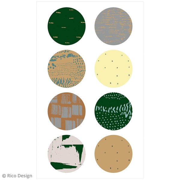 Stickers ronds en papier Nature - Motifs gravure verts - 20 pcs - Photo n°2