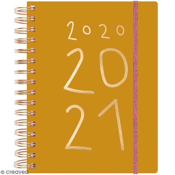 Agenda à spirales 2020 / 2021 - Moutarde - 17 mois - Photo n°1