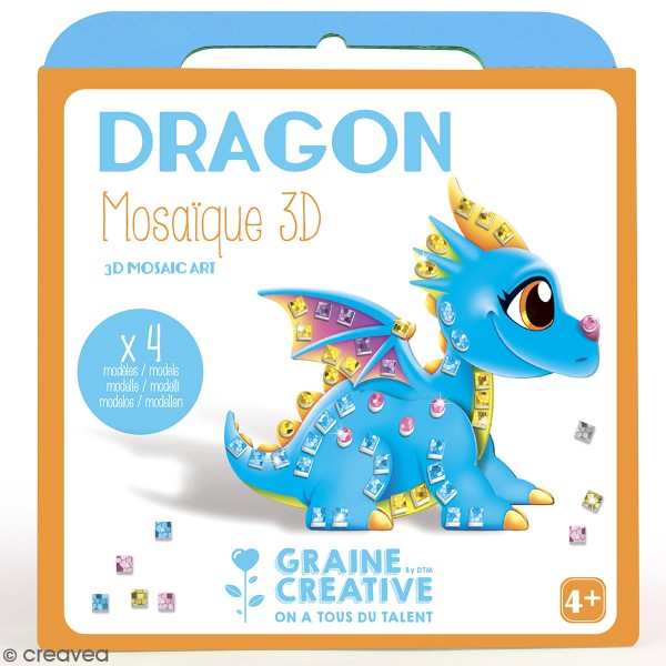 Kit cartes mosaïque 3D - Dragon - 4 Cartes - Photo n°1