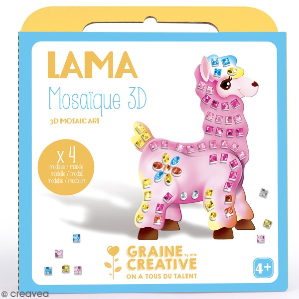 Kit cartes mosaïque 3D - Lama - 4 Cartes - Photo n°1