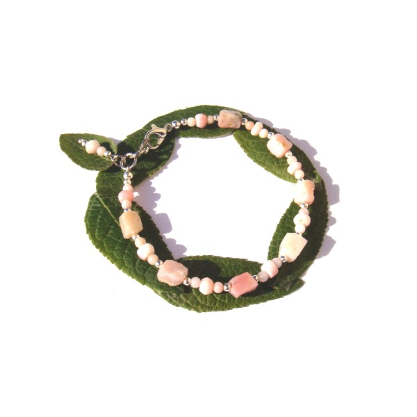 Bracelet Rochers bruts Opale Rose pâle multicolore 18 CM/19.5 CM de tour de poignet - Photo n°2