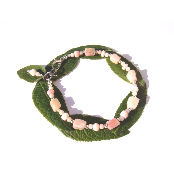 Bracelet Rochers bruts Opale Rose pâle multicolore 18 CM/19.5 CM de tour de poignet - Photo n°1