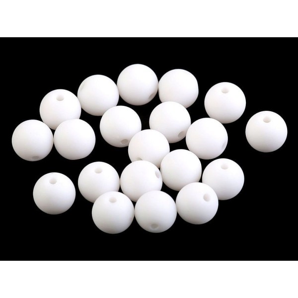 20pc (01) Blanc Mat Acrylique Perles Ø10mm, Plastique - Photo n°2