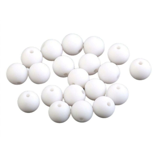 20pc (01) Blanc Mat Acrylique Perles Ø10mm, Plastique - Photo n°1