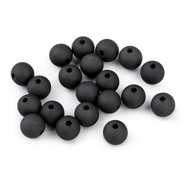 20pc (50) Blackgrey Foncé Mat Acrylique Perles Ø10mm, Plastique - Photo n°2