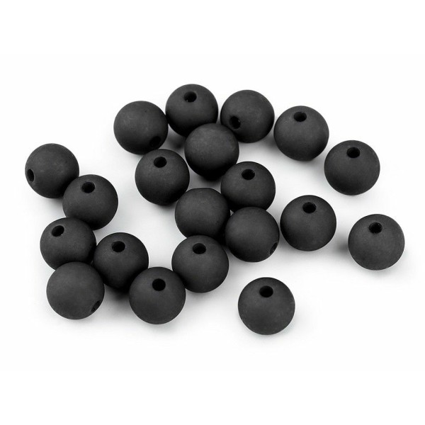 20pc (50) Blackgrey Foncé Mat Acrylique Perles Ø10mm, Plastique - Photo n°1