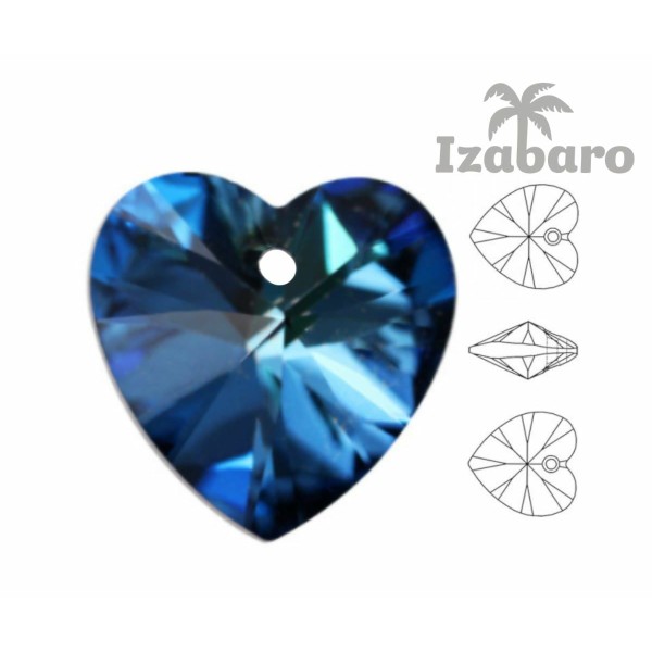 5 pièces Izabaro Cristal Bermuda Bleu 001bb Coeur Pendentif Perle Verre Cristaux 6228 Izabaro Fantai - Photo n°2