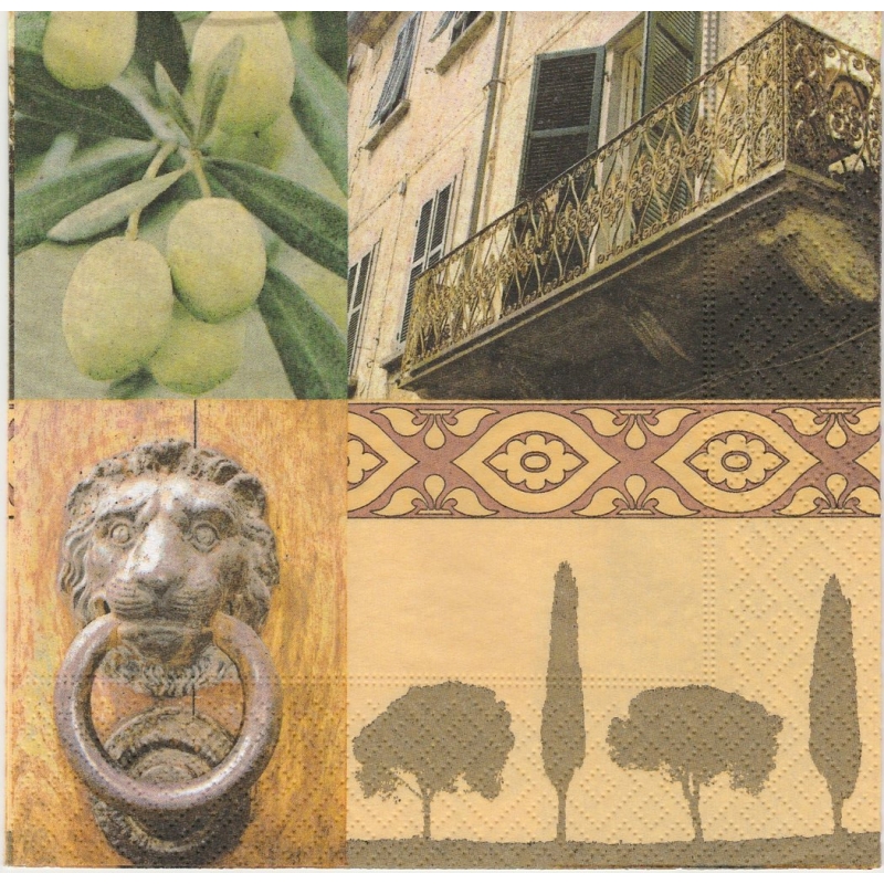 Lot de 4 Serviettes en papier Italie Huile d'Olive Decoupage Collage Decopatch 