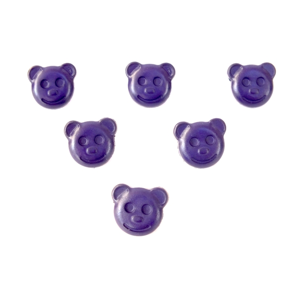 LOT 6 BOUTONS : tete ours violet 14mm - Photo n°1