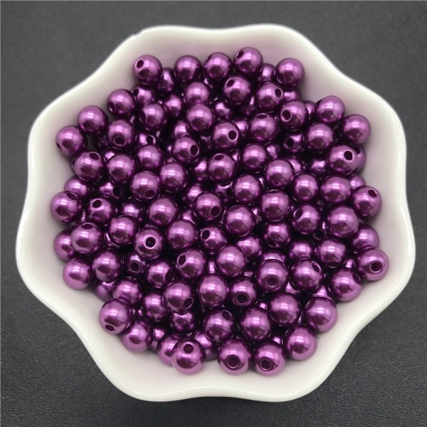 50 Perles 6mm Imitation Brillant Couleur Violet Foncé Creation bijoux, Bracelet - Photo n°1