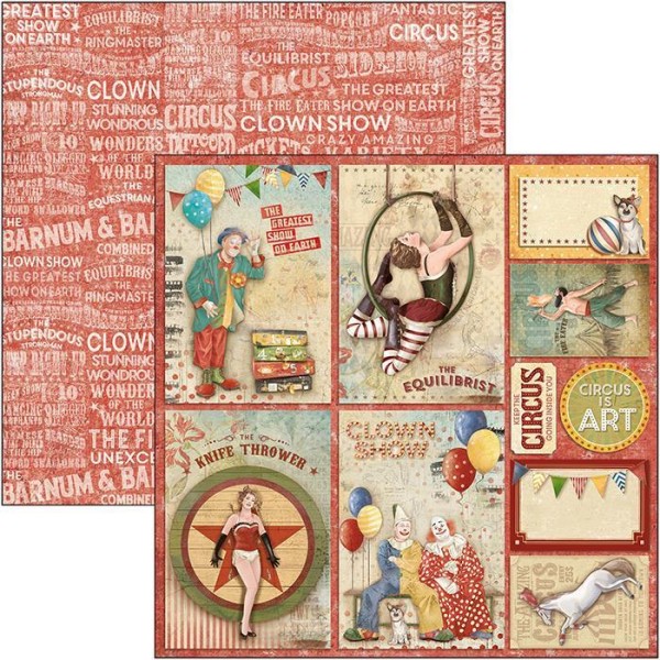 Papier scrapbooking Ciao Bella - The Createst Show - Circus Cards - 30,5 x 31,5 - Photo n°1