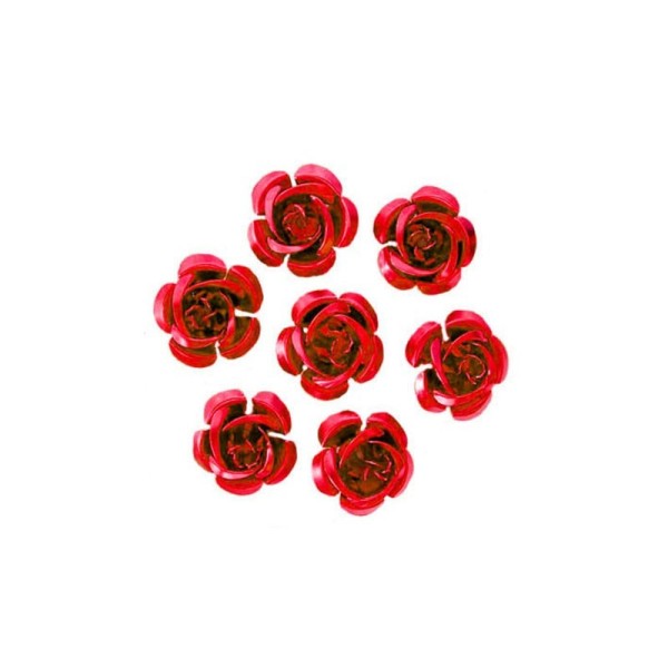 10 Perles Fleurs 15mm Rouge - Photo n°1