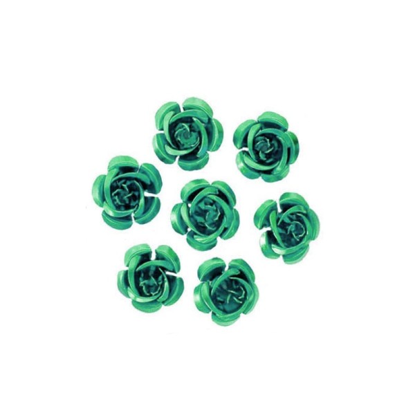 10 Perles Fleurs 17mm Vert - Photo n°1