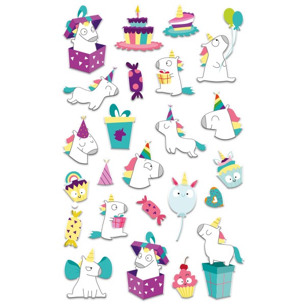 Stickers Fantaisie Cooky - Licorne anniversaire - 1 planche 7,5 x 12 cm - Photo n°2