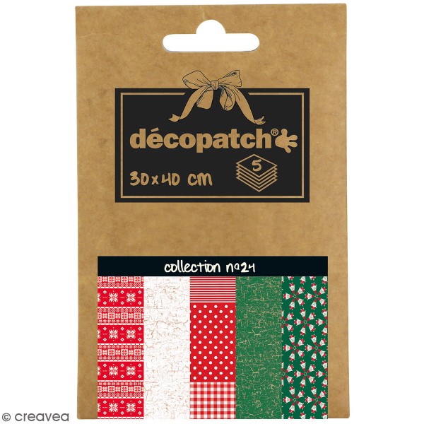 Papiers Décopatch Pocket - Collection n 24 - 30 x 40 cm - 5 pcs - Photo n°1