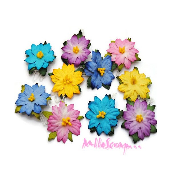 Fleurs papier multicolore - 10 pièces - Photo n°1