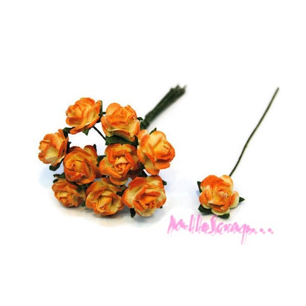 Roses papier orange - 10 pièces - Photo n°1