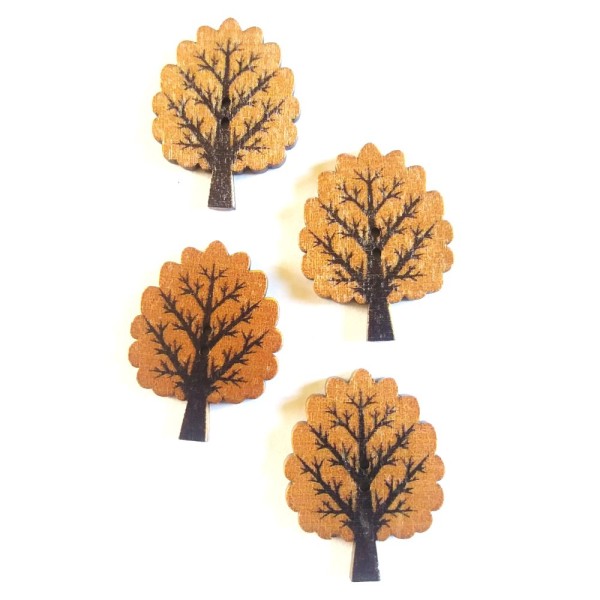 4 Boutons en bois – arbre marron – 25x32mm – f1 - Photo n°1