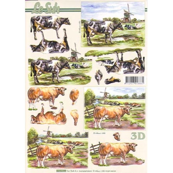 Carte 3D à découper - 8215199 - Vaches et moulins - Photo n°1