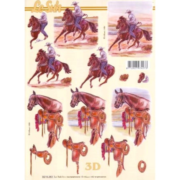 Carte 3D à découper - 8215283 - Chevaux et cowboy - Photo n°1