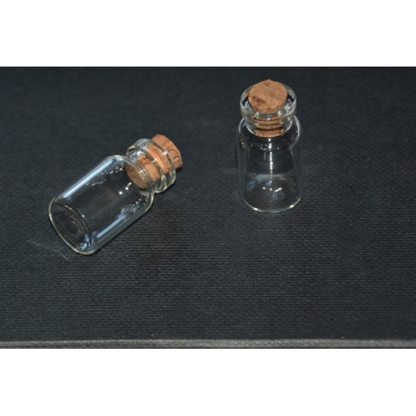 10 Fioles miniatures en verre avec bouchon en liège 26x13mm - Photo n°1