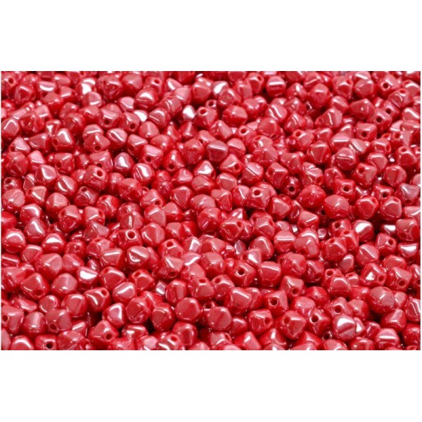 100pcs Opaque Coral Red Luster Becone Beads Boules de verre tchèque 4mm - Photo n°1