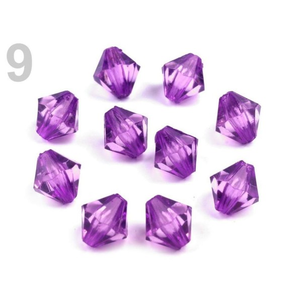 10g-57 violet en plastique Facettes Perles 8x8mm soleil, Transparent, FIMO - Photo n°1