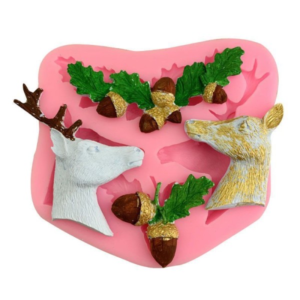 La forêt de Cerf Animal Gland Twig, 3D en Silicone de Chocolat Savon Gâteau, Fondant, la Cire de la - Photo n°1