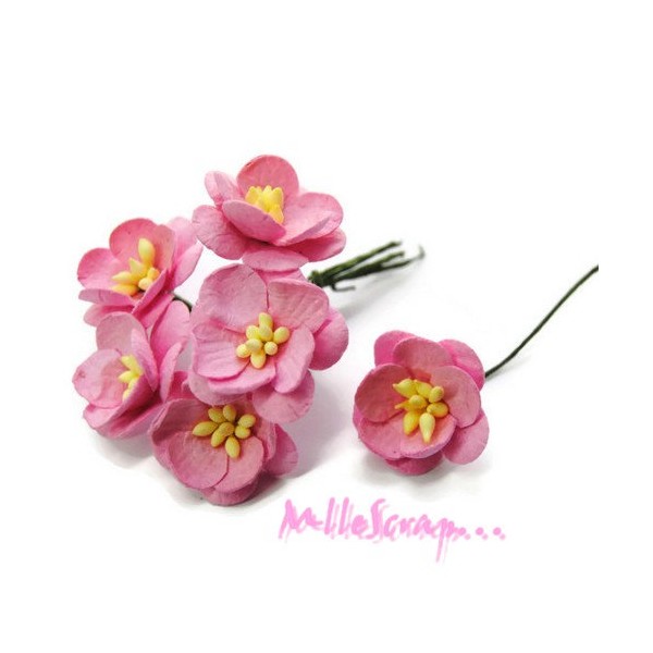 Fleurs papier rose clair - 5 pièces - Photo n°1