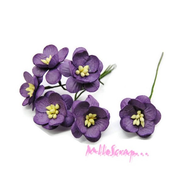 Fleurs papier violet foncé - 5 pièces - Photo n°1