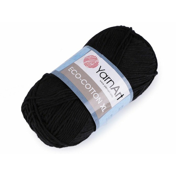 1pc (761) Noir Fil à Tricoter en Coton Écologique Xl 200g, d'Artisanat, Fil de Coton, Crochet de Cot - Photo n°1