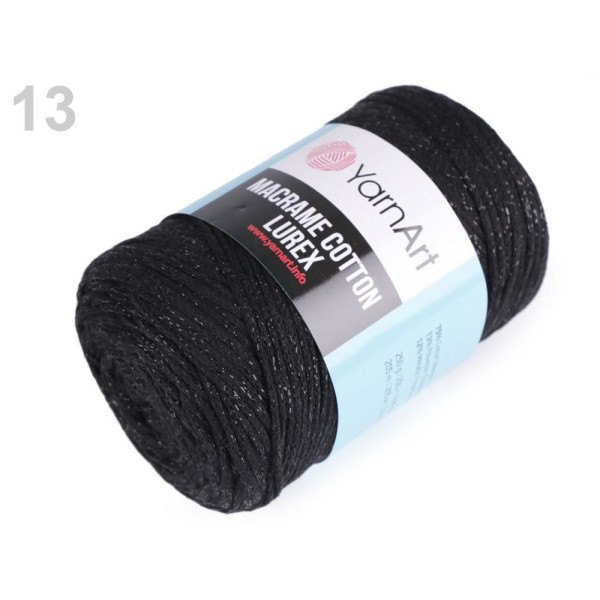 1pc (722) Noir Fil à Tricoter Macramé de Coton Lurex 250g, d'Artisanat, Fil de Coton, Crochet de Cot - Photo n°2