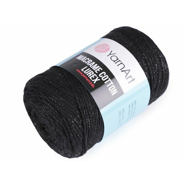 1pc (722) Noir Fil à Tricoter Macramé de Coton Lurex 250g, d'Artisanat, Fil de Coton, Crochet de Cot - Photo n°1