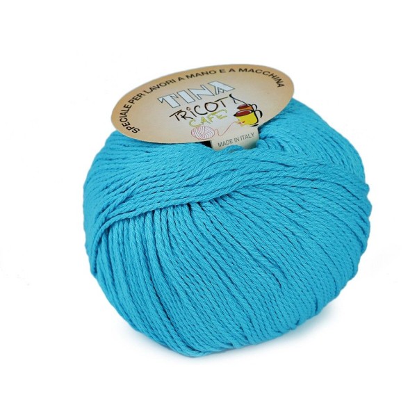 1pc (44) Bleu Azur de Coton à Tricoter Tina 100g, Fil de Coton, Crochet de Coton, corde de Coton, Tr - Photo n°1