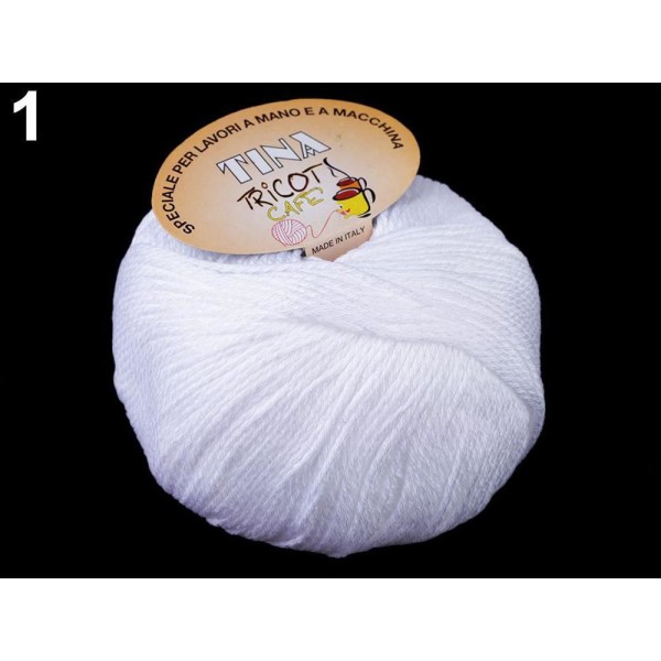 1pc (1) en Coton Blanc à Tricoter Tina 100g, Fil de Coton, Crochet de Coton, corde de Coton, Tricot, - Photo n°1