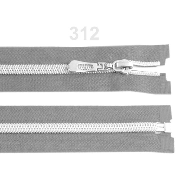 1pc Ombre Nylon fermeture à Glissière Avec de l'Argent de Dents Largeur de 7mm, Longueur 65 cm, un S - Photo n°1