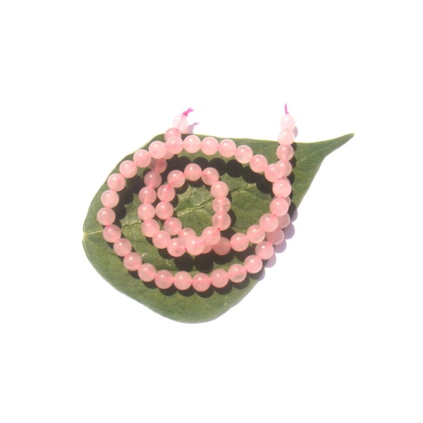 Quartz Rose pâle translucide : 20 perles rondes 6 MM  de diamètre - Photo n°1