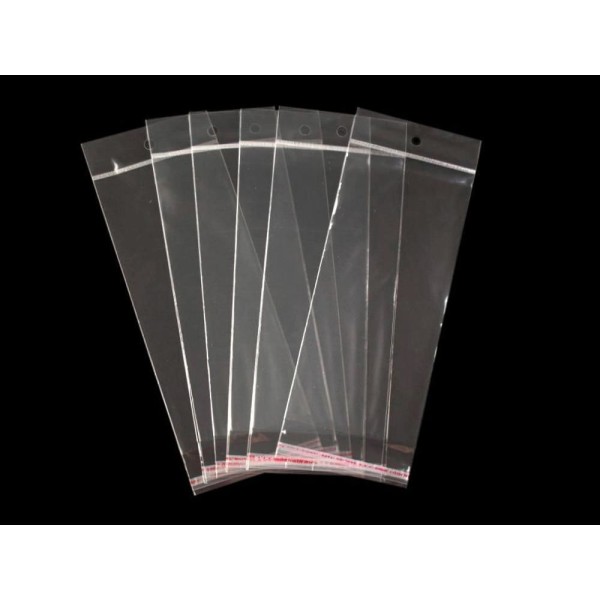 100pc Transparent en Plastique Auto-adhésif pour Sceller les Sacs 8x19.5cm, Adhésif Sacs, W/ Accroch - Photo n°2