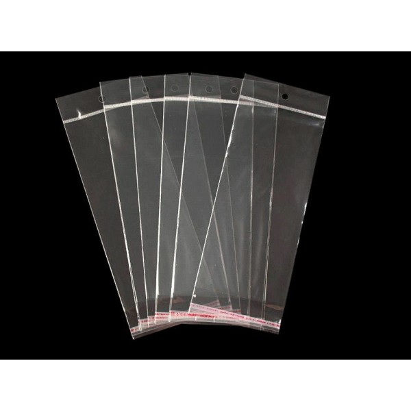 100pc Transparent en Plastique Auto-adhésif pour Sceller les Sacs 8x19.5cm, Adhésif Sacs, W/ Accroch - Photo n°3
